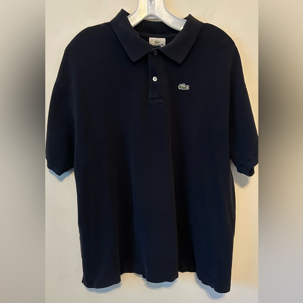 Lacoste Polo Shirt Mens 7 XXL  Black Pique Cotton Croc Logo Short Sleeve Golf - Picture 2 of 6